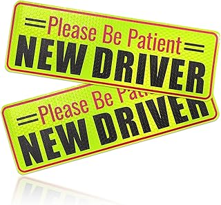 Yourkar 2 PCS Magnetic Car Stickers, Student Driver Magnetic Reflective Patient Signs Stickers, New Drivers Driving Bumper Magnet Stickers for Safety Warning, Car Accessories (Style 6)