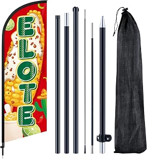Elote Feather Flag 7 ft Advertising Swooper Flag Banner Signs with Pole and Ground Stake for Store Business Outside