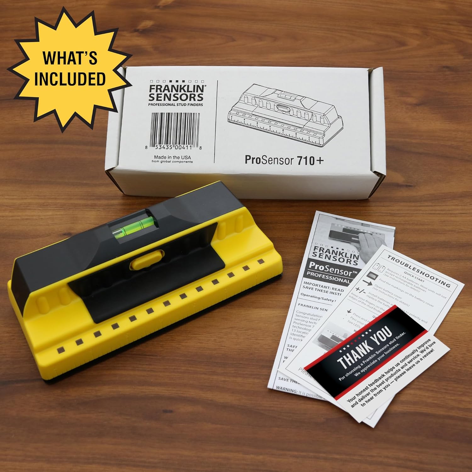 Franklin Sensors ProSensor 710+ packaging with included troubleshooting guide