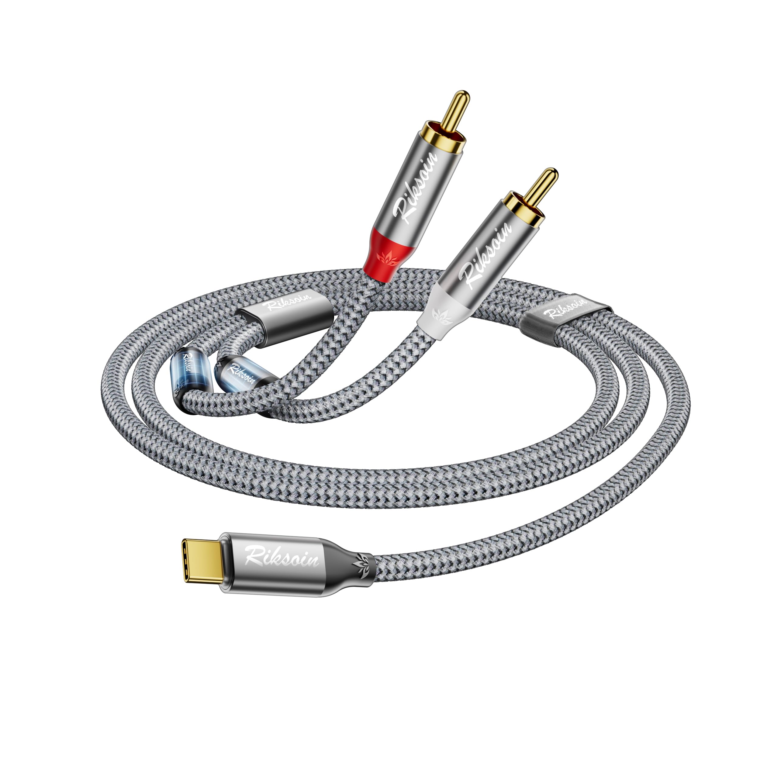 Kabel audio USB C do RCA, 4FT/1,2 m typ C do 2RCA Stereo Adapter Cable with Magnetic Ring Compatible with iPhone 15 Series, Home Theater, DVD, Amplifier, Speaker, Car Radio