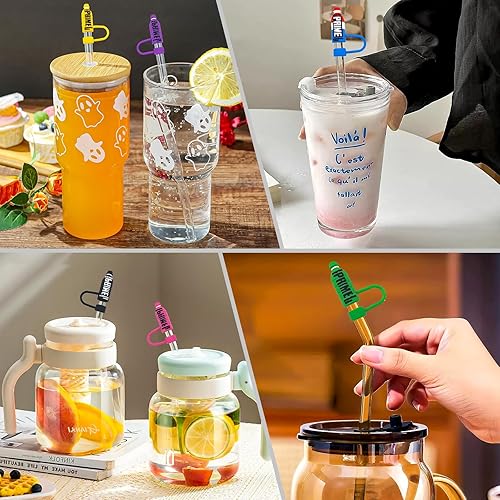 Miniatura 6 de Tapa de popote de silicona para copa Stanley, compatible con vasos de 30 y 40 onzas, bonitas puntas de silicona protectores para vasos de fiesta de