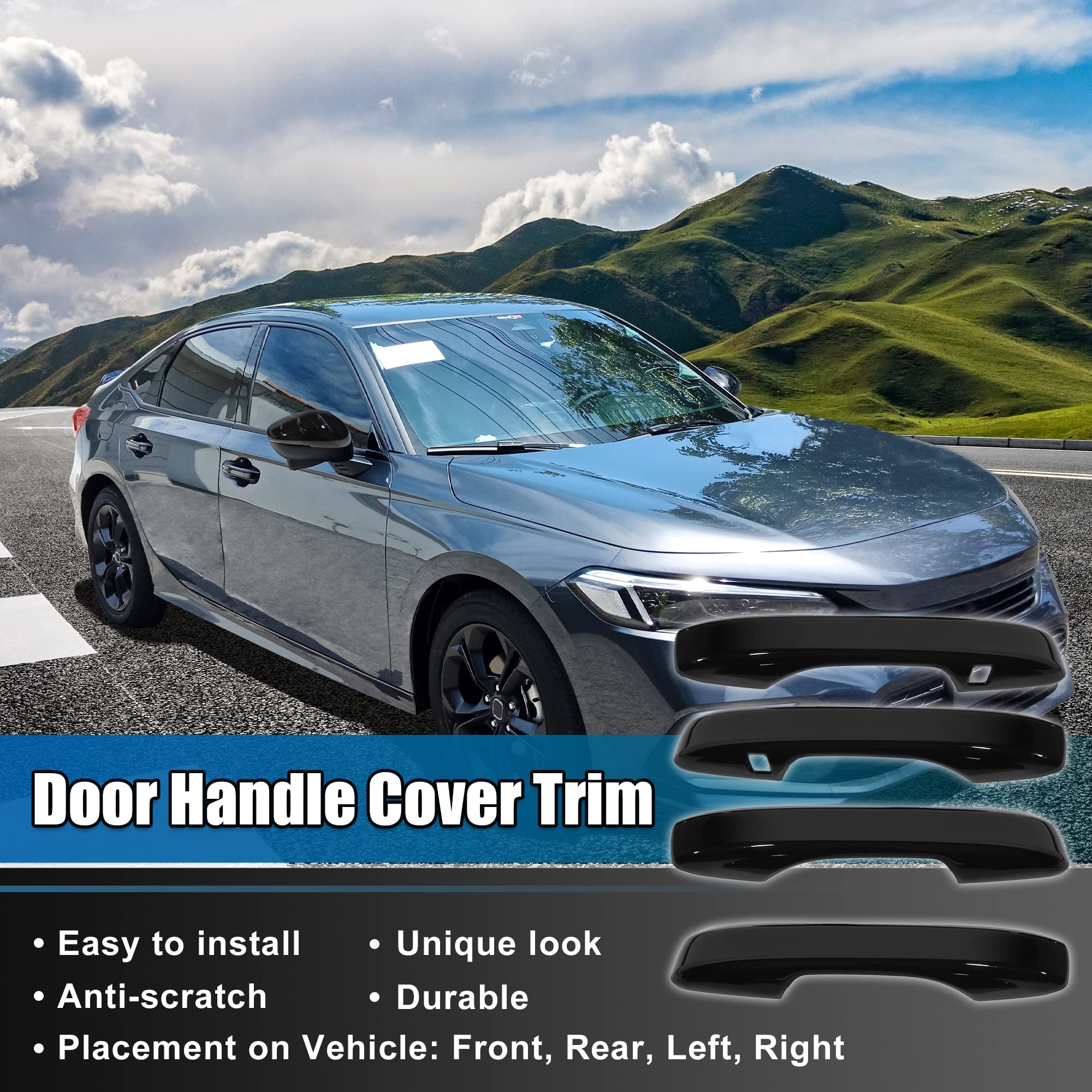 X AUTOHAUX Set Of 4 Door Handle Protector Trims – Fits Civic Sedan & Hatchback (LX, EX, EX-L)
