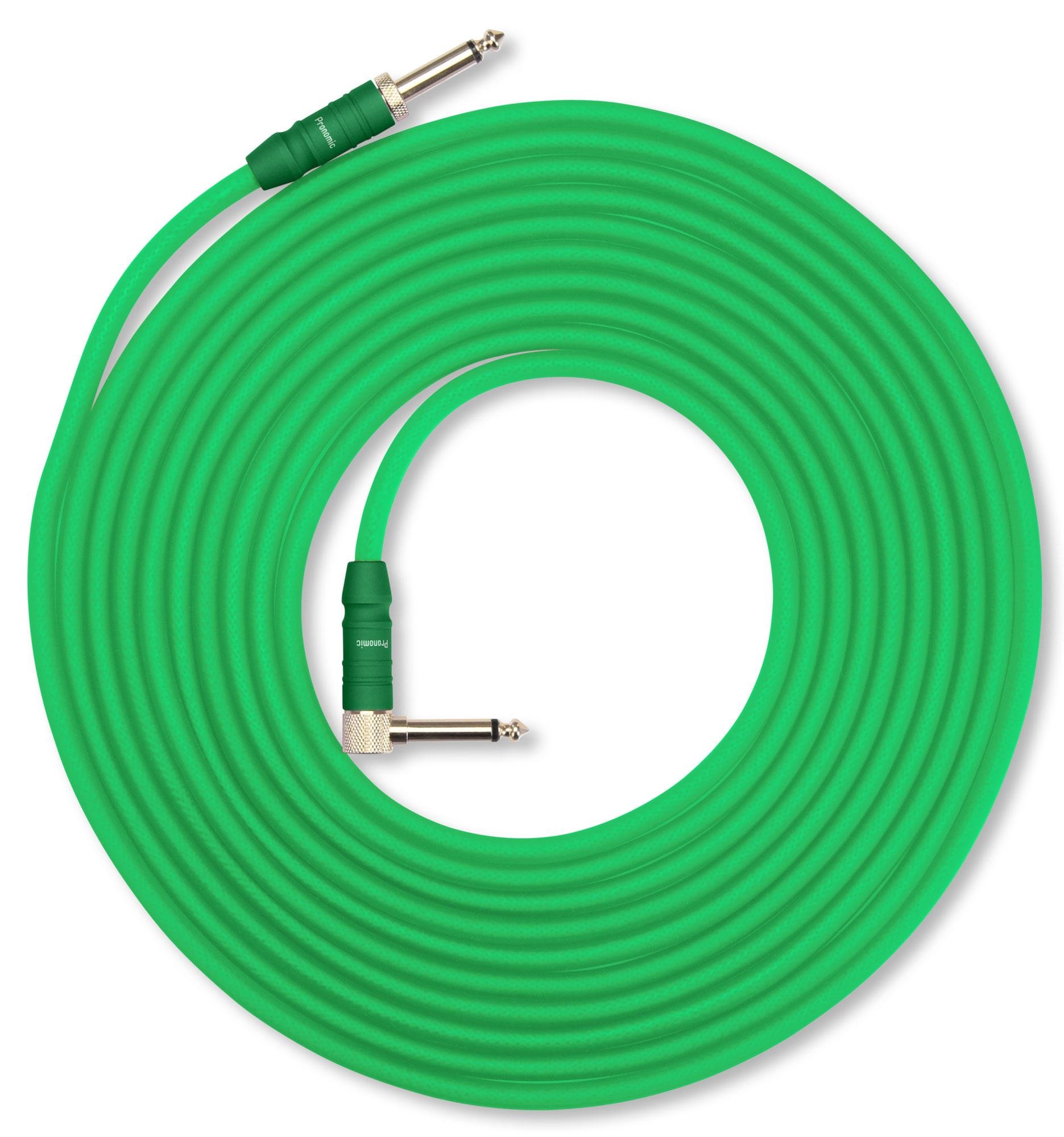 Pronomic Trendline Instrumentenkabel 6m 5x Set - 6,3 mm Mono Klinke auf Winkelklinke - Gitarrenkabel Basskabel Keyboard Kabel - vergoldete Stecker - geschirmt - Kabelklette - Grün