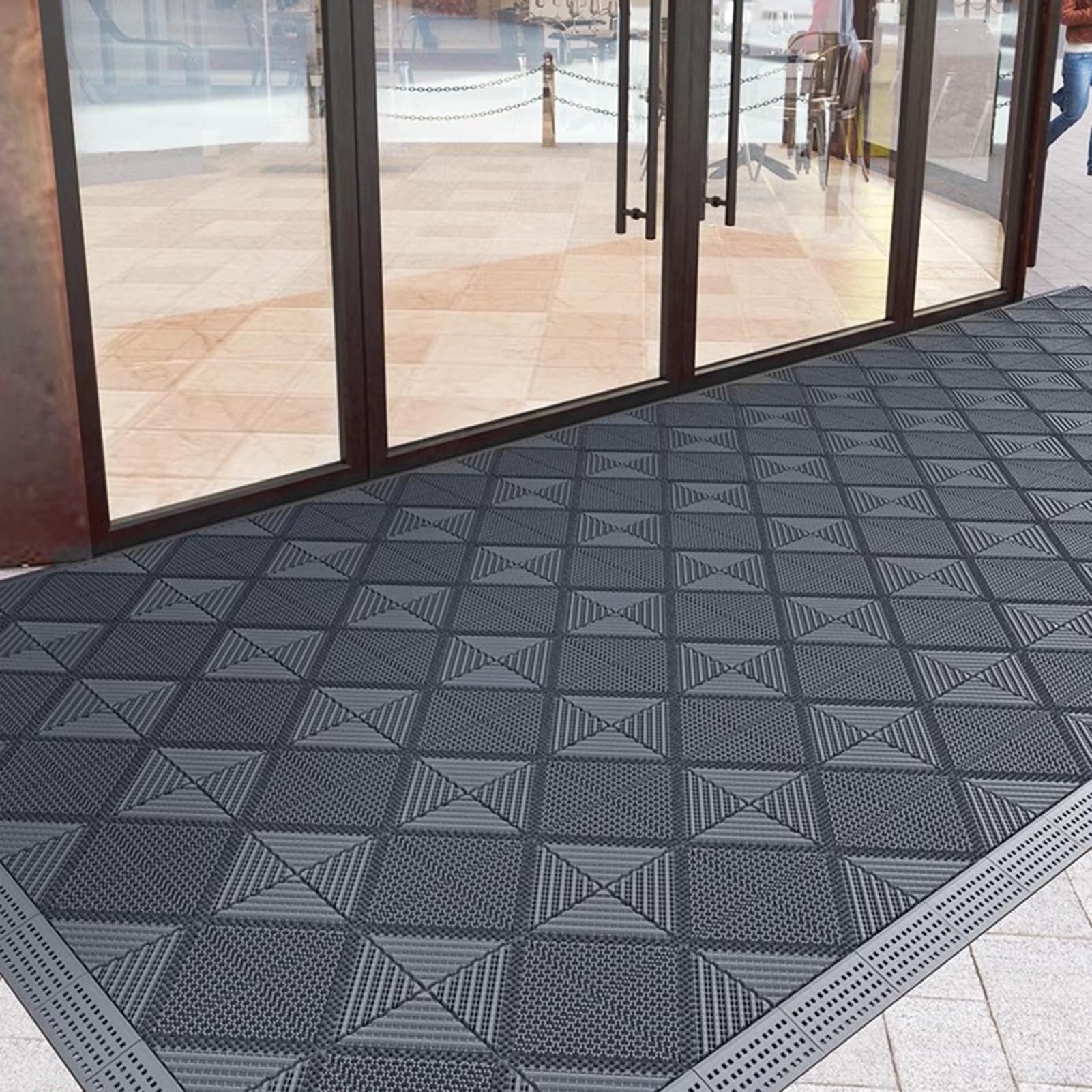 Felpudos Entrada Casa 0,75 0,9 1,8 Metros De Ancho Felpudo For Puerta Delantera, Alfombra De Entrada Interior Antideslizante, Tapete Lavable For El Piso, Felpudo Exterior De Negocios Grande For Banco,