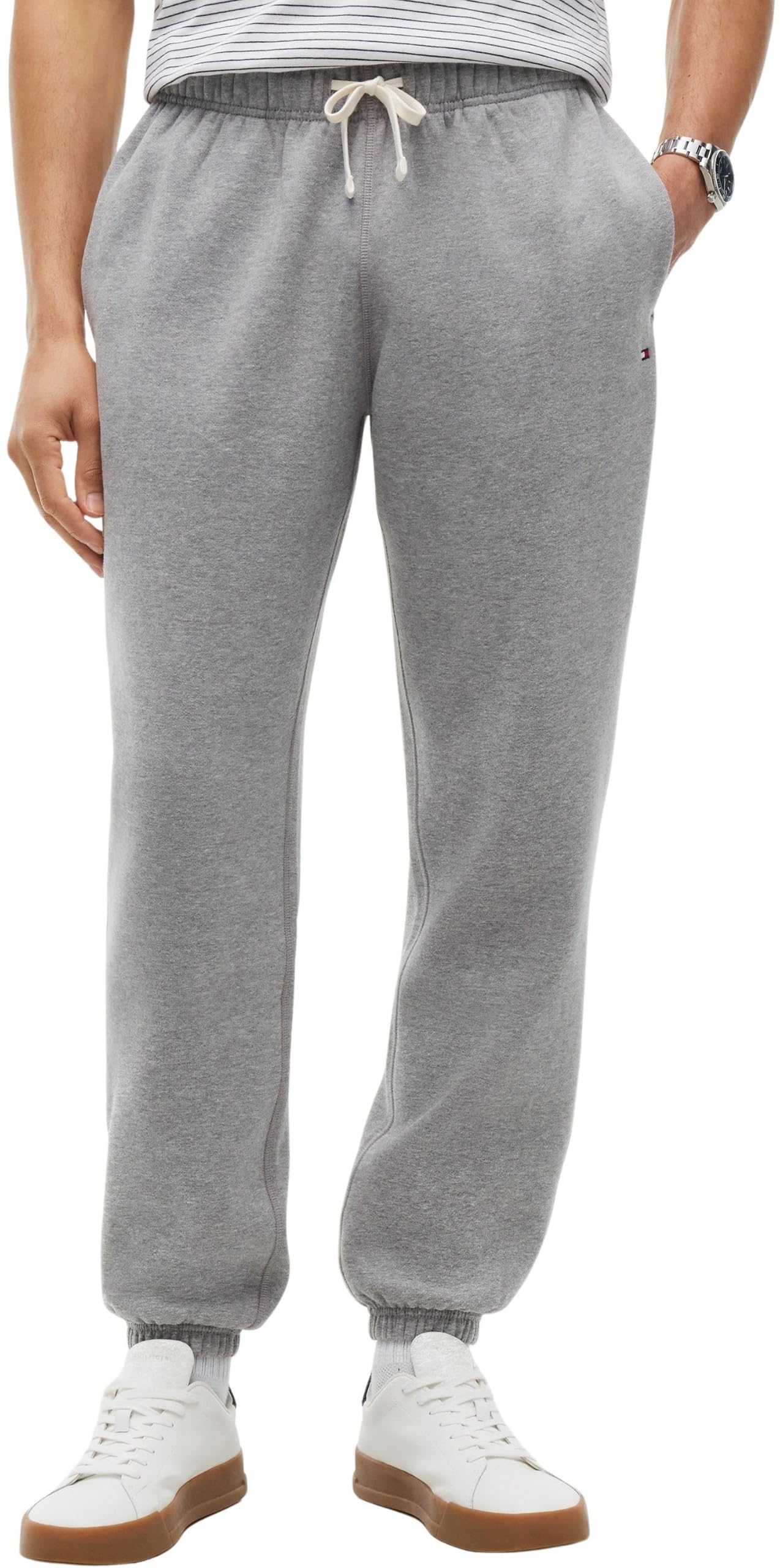 Tommy Hilfiger Herren Essential Fleece Drawstring Jogginghose, Medium Grey Heather, M