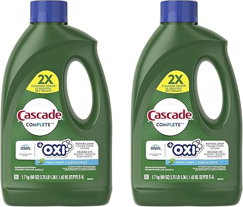 Cascade Complete +Oxi Gel Detergente para lavar platos, aroma fresco, 60 onzas líquidas (paquete de 2)