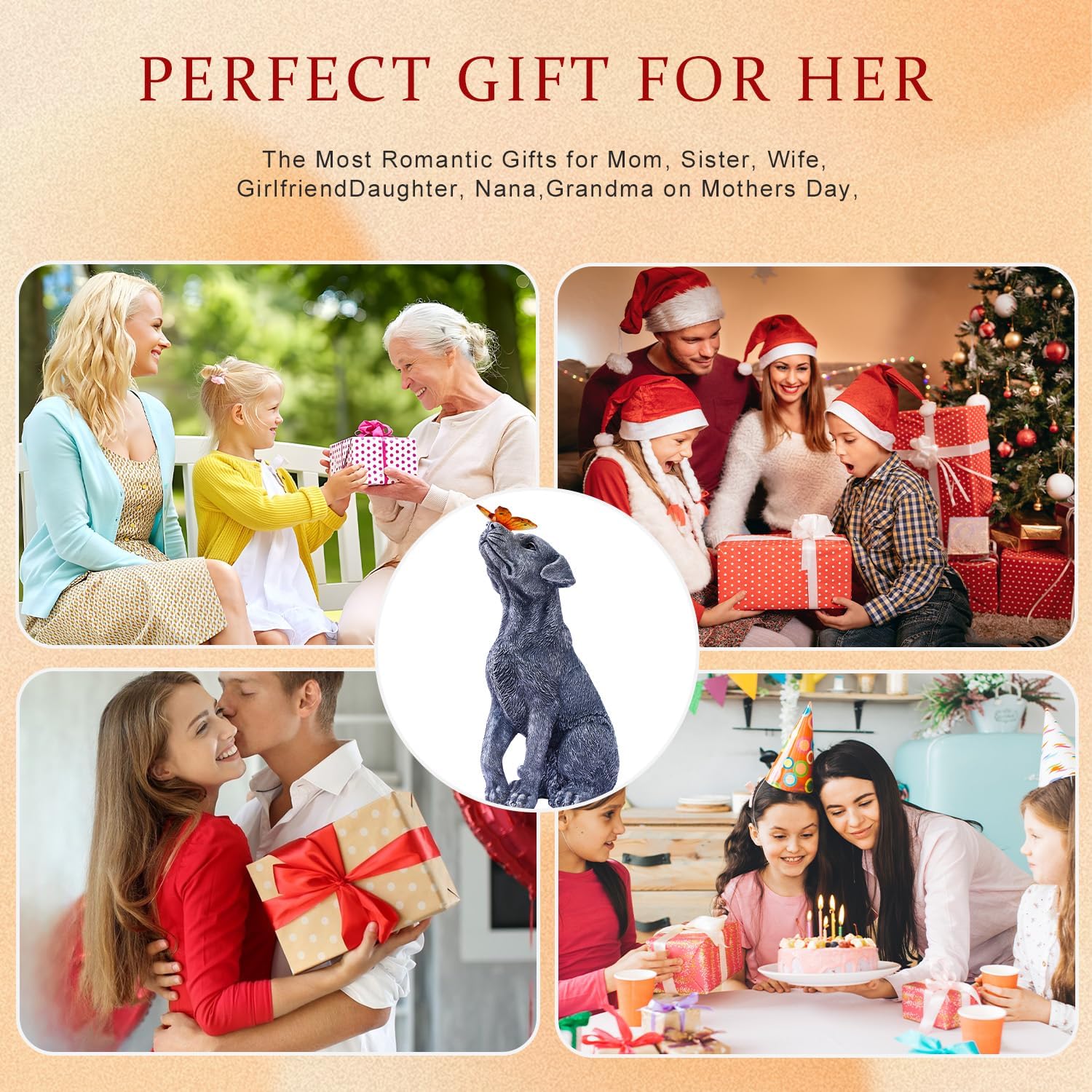 Garden Statue Dog Figurine Decor – Outdoor Decoration with Butterfly for Garden Yard Lawn Home Decor Outside : Mothers Day Memorial Gifts for Women Mom Grandma - Image 7