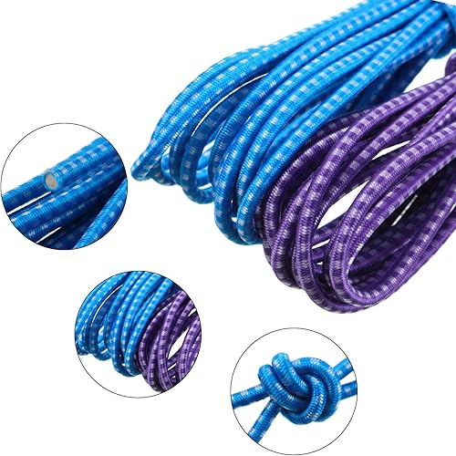 Miniatura 4 de Gejoy 6 piezas de cuerda de saltar china de 157 pulgadas, cuerda elástica china ajustable, juego de salto para ejercicio al aire libre (morado, azul)