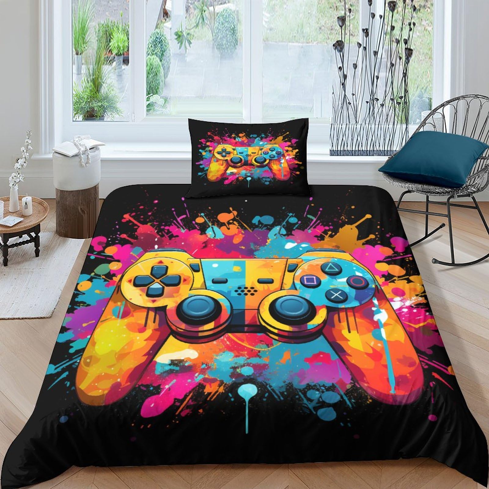 Housses de couettes 3 pièces microfibre sans repassage lit simple 135x200