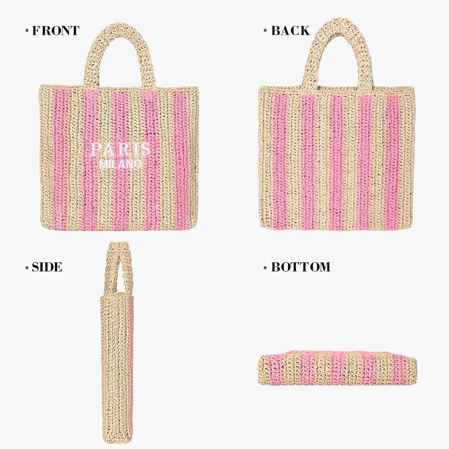 OWGSEE Straw Beach Bag for Women Summer Woven Tote Bag Packable Straw Purses and Handbags for Vacation Holiday - Image 7