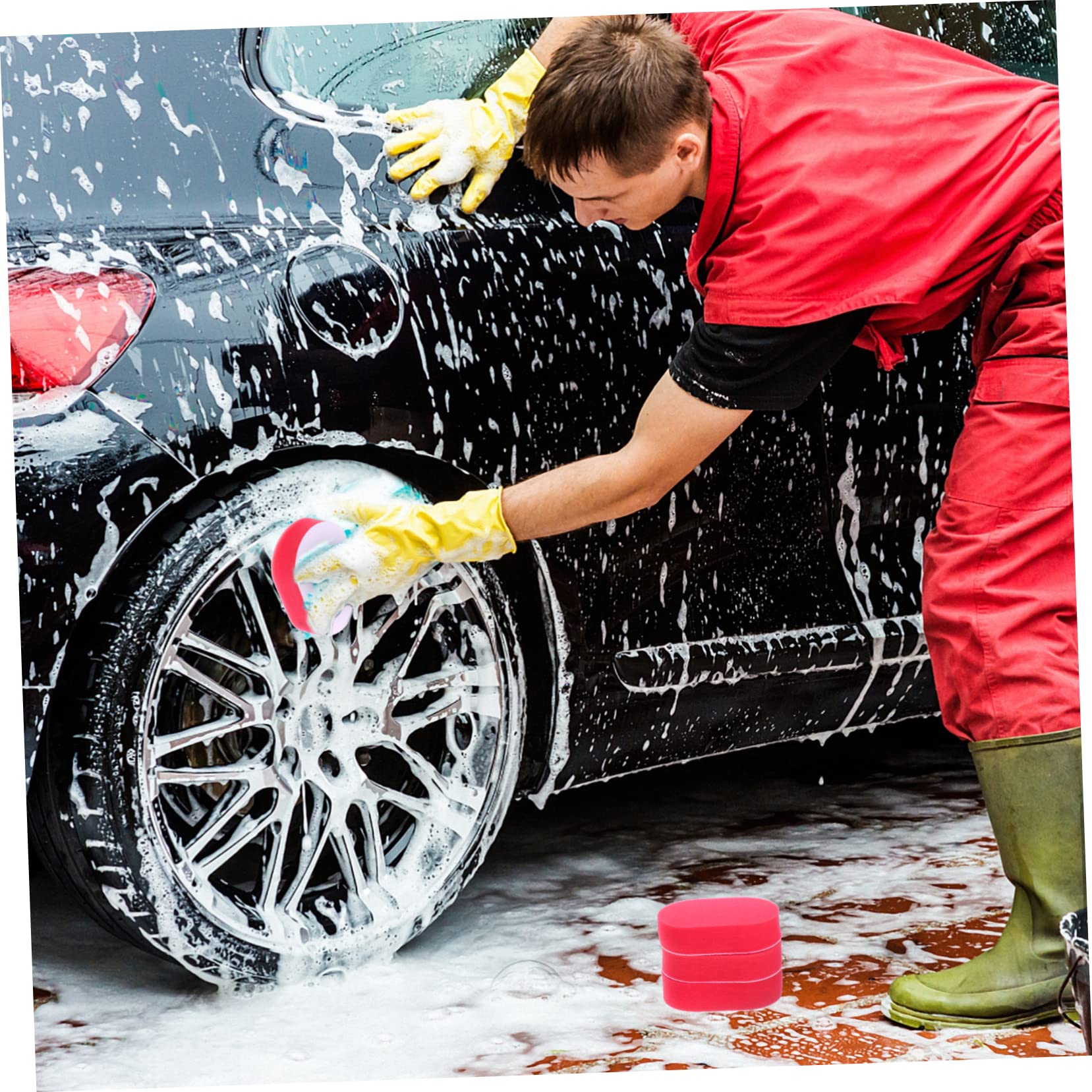 PartyKindom 15pezzi Spazzole per Pulizia Cerchi Auto Kit per Applicazione Cera e Pneumatici con Manico e Testine Sostituibili Strumento per Manutenzione e Dettaglio Auto