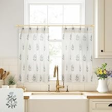 Lino Rosa Floral Kitchen Curtains