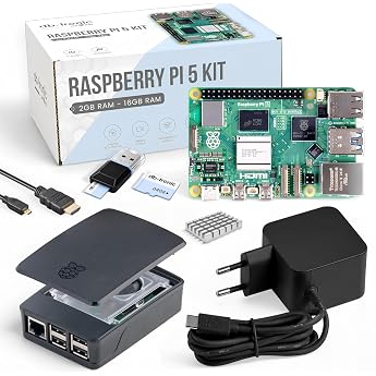 db-tronic Raspberry Pi 5 8 GB Starter Set, 64 GB Black Edition, Power Supply 27 W, Housing with Fan, 4K Micro HDMI Cable, Ide