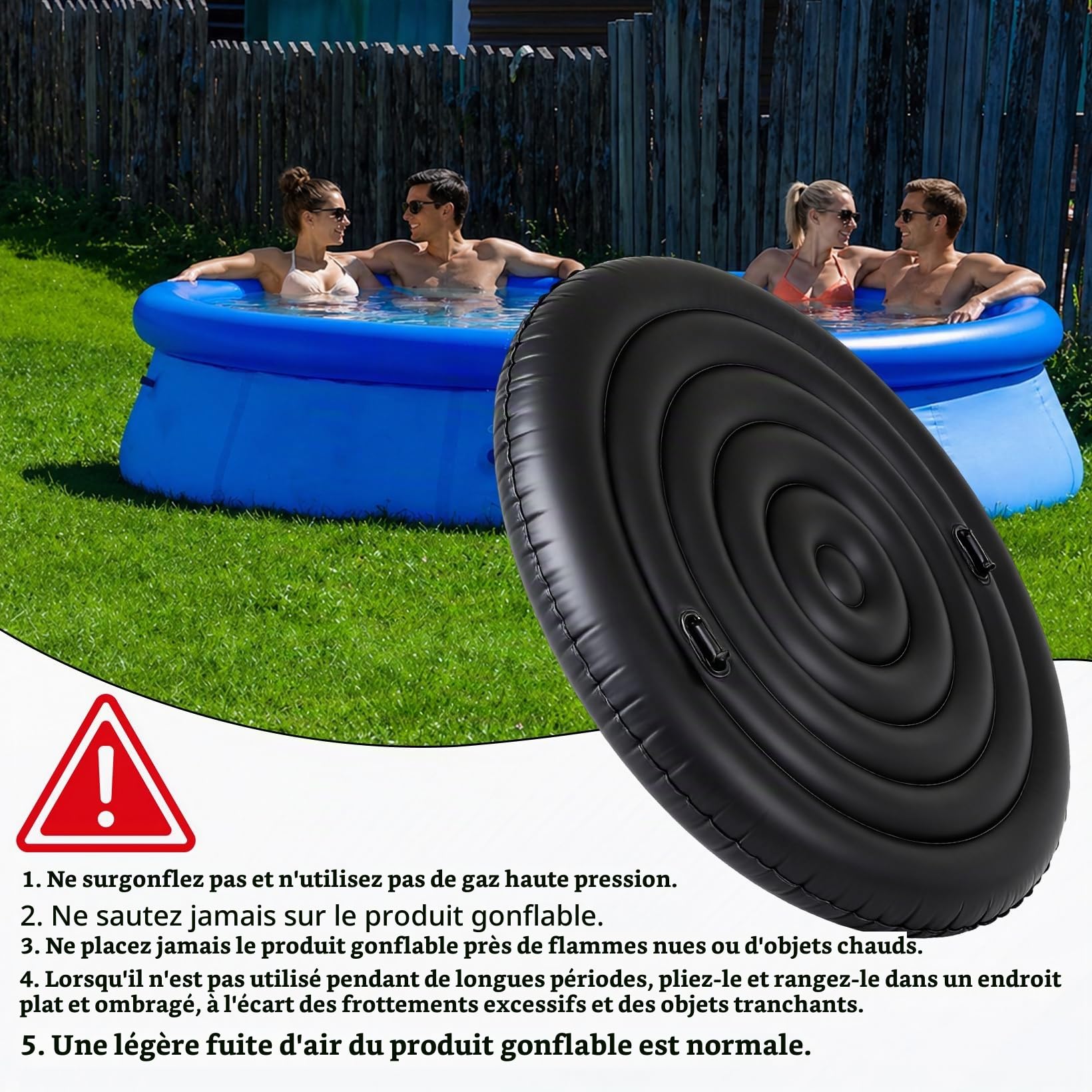Bâche Gonflable Isolante en PVC pour Spa Rond Environ 180 cm