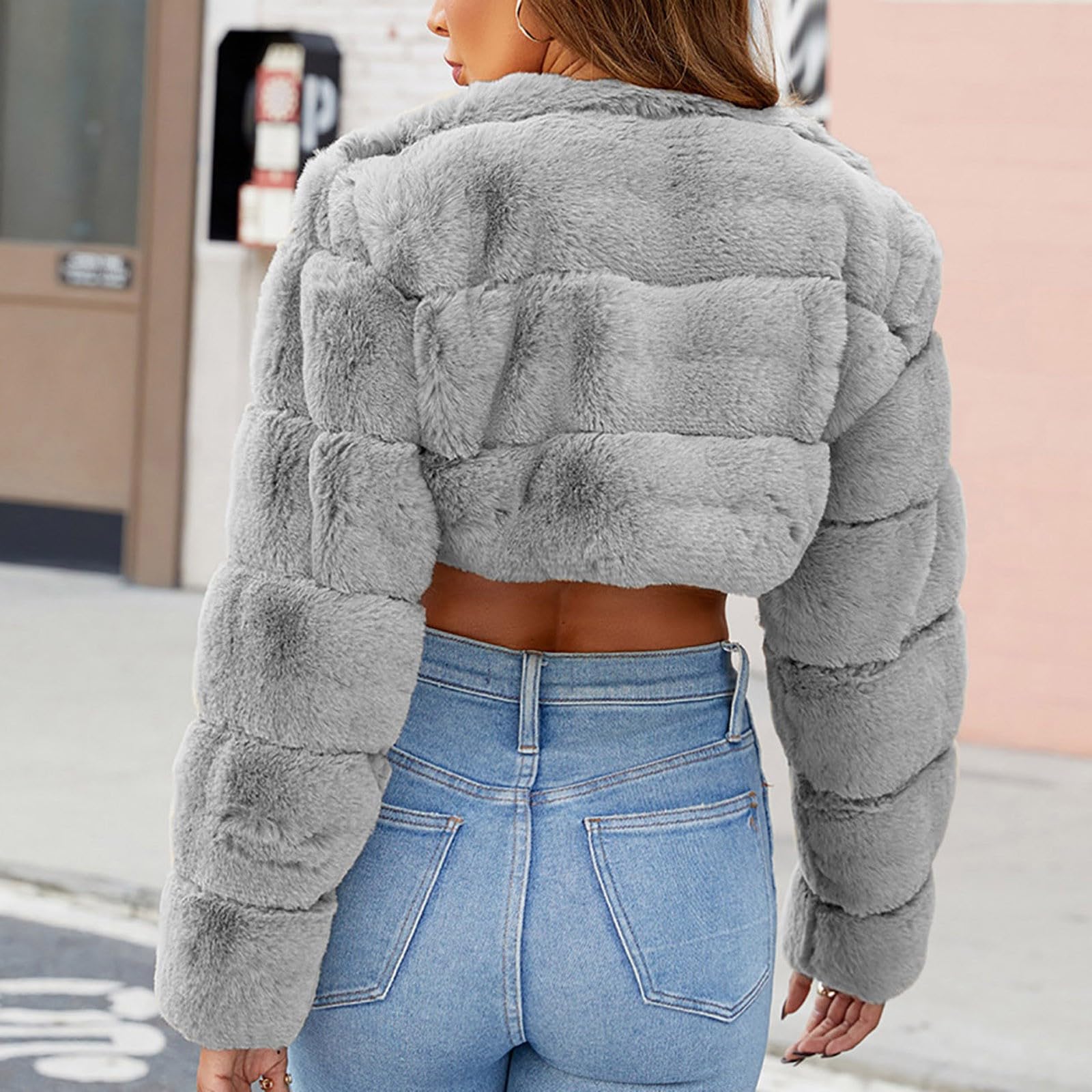 Chaqueta Mujer Invierno Abrigos De Cazadora Forro Polar，Chaqueta corta sintética mujer estilo informal otoño invierno nueva europea abrigo ligero femenino forro polar casual