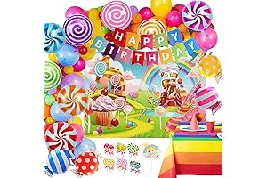 124Pcs Complete Candy Themed Birthday Decorations Kit