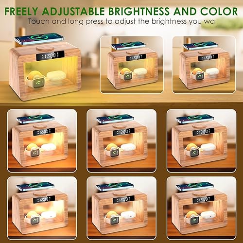 Miniatura 5 de Estación de carga inalámbrica de bambú para Samsug Galaxy, para estación de carga de alta velocidad Samsun, estación de carga inalámbrica de