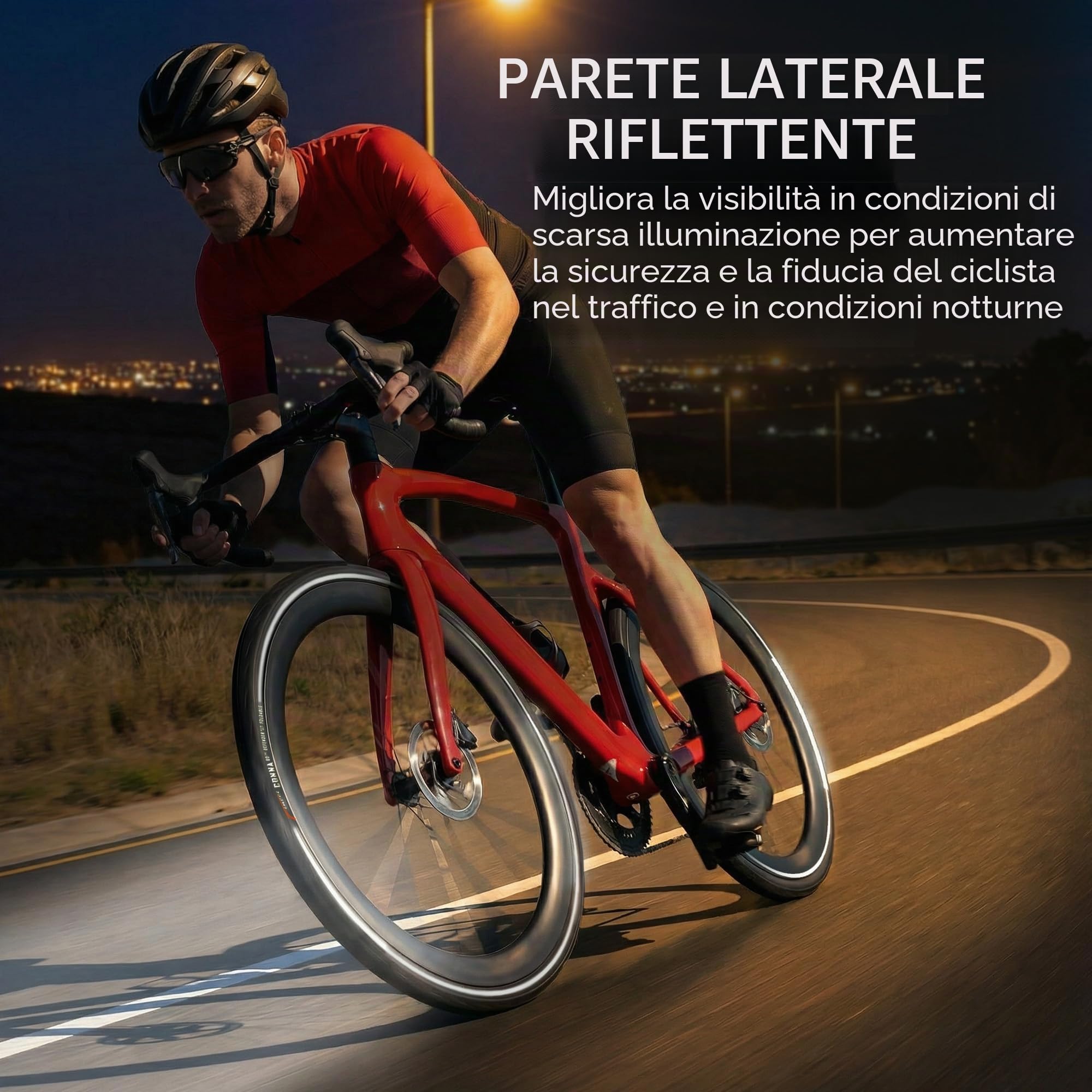 Fincci Copertone Bici 700x25c 25-622 Pieghevole con Banda Riflettente LVL3 | Copertoni Bici 700x25 con Protezione Antiforatura LVL3 e Pressione 85-115 PSI per Alte Prestazioni - Set da 2