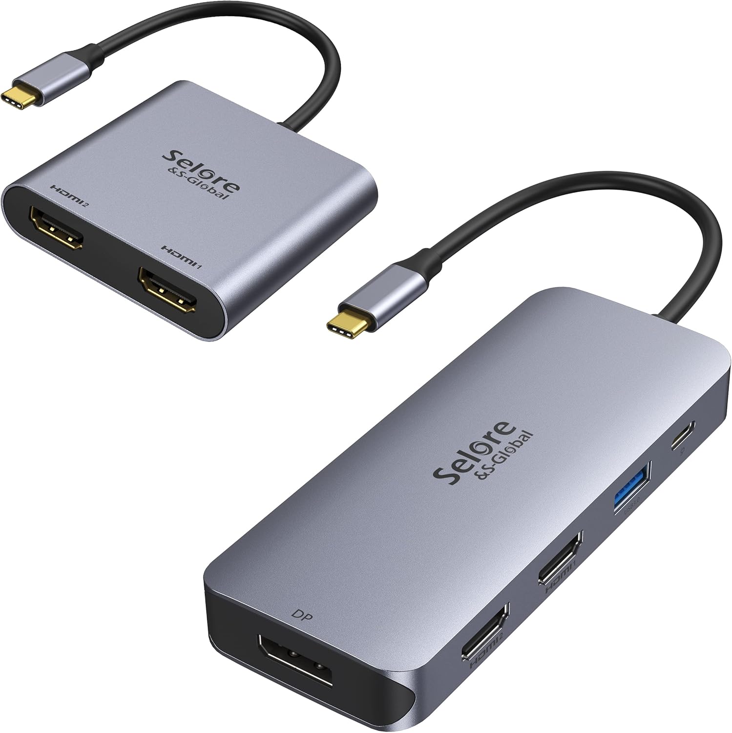2 in 1 USB C to Dual HDMI Adapter, 9 in 1 USB C Docking