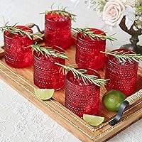 Vista 14 de Kate Aspen Juego de 6 vasos con cuentas, cristalería retro vintage de 10 onzas, vasos de jugo de agua para cóctel, anfitriona o regalo