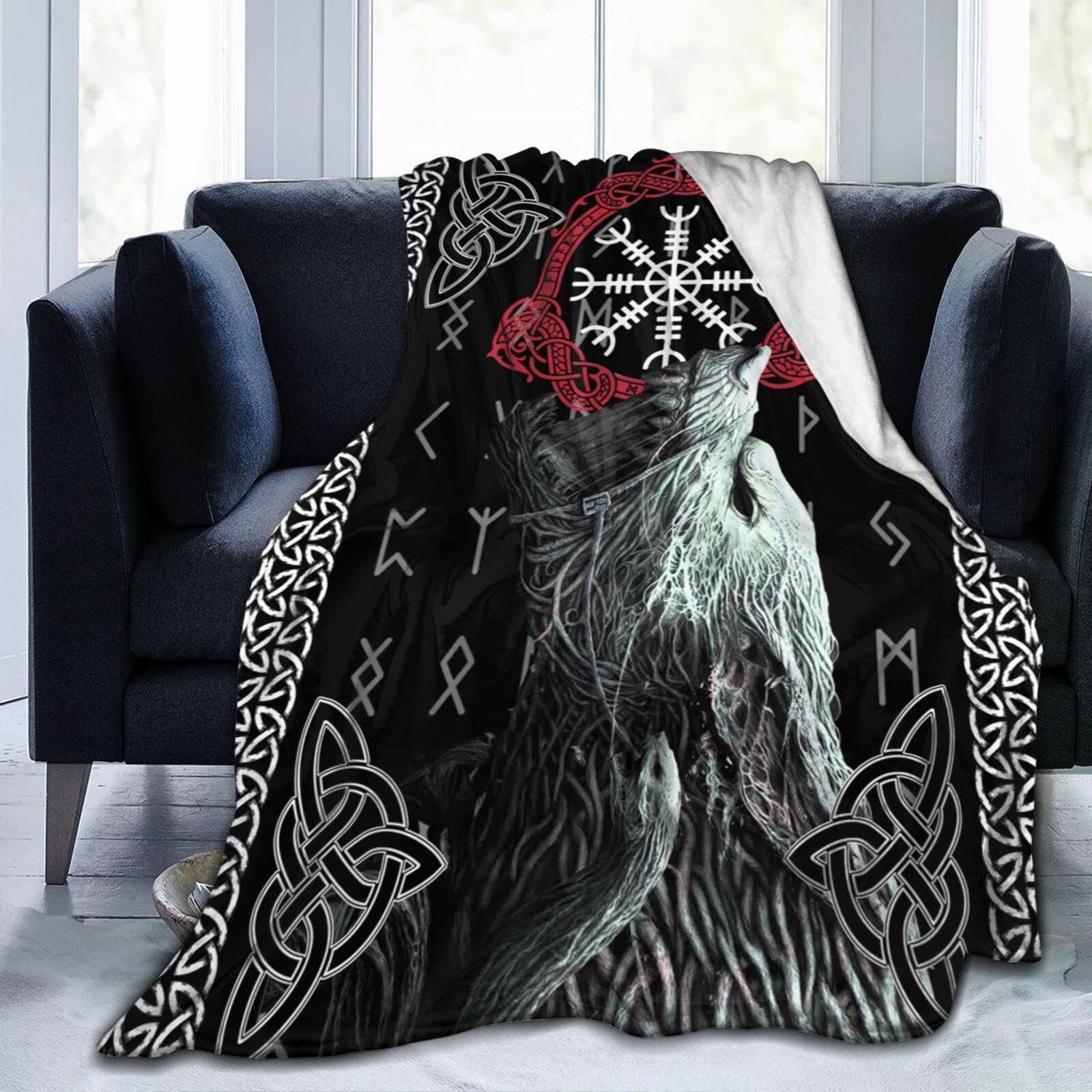 Throw Blanket for Couch Vikings Super Soft Cozy Micro Fleece Blanket Novelty Fluffy Bed Plush Lightweight Warm Blankets for All Seasons 80"X60"