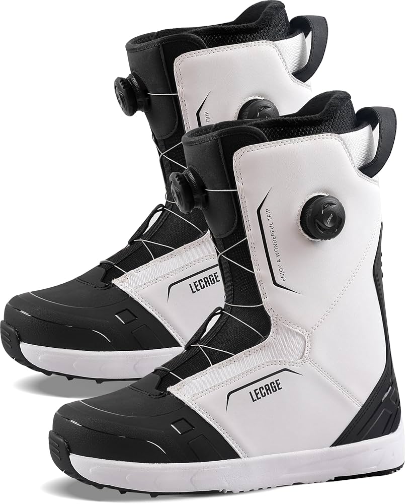 LECAGE スノーボードブーツ ホワイト/ブラック Amazon | LECAGE スノーボードブーツ 防水性と耐寒性 メンズ