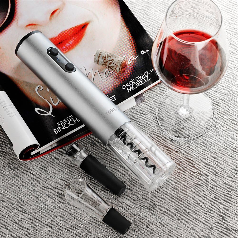 TONGJI Electric Automatic Wine Opener Gift Set, Stainless Steel Bottle Opener, Foil Cutter, Vacuum stopper, Aerator Pourer