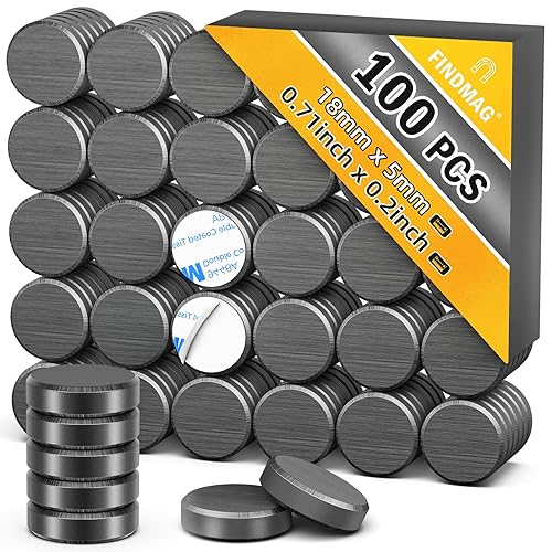 Paquete de 100 imanes para manualidades con respaldo adhesivo, imanes industriales de cerámica fuerte, imanes de disco redondos para botón de