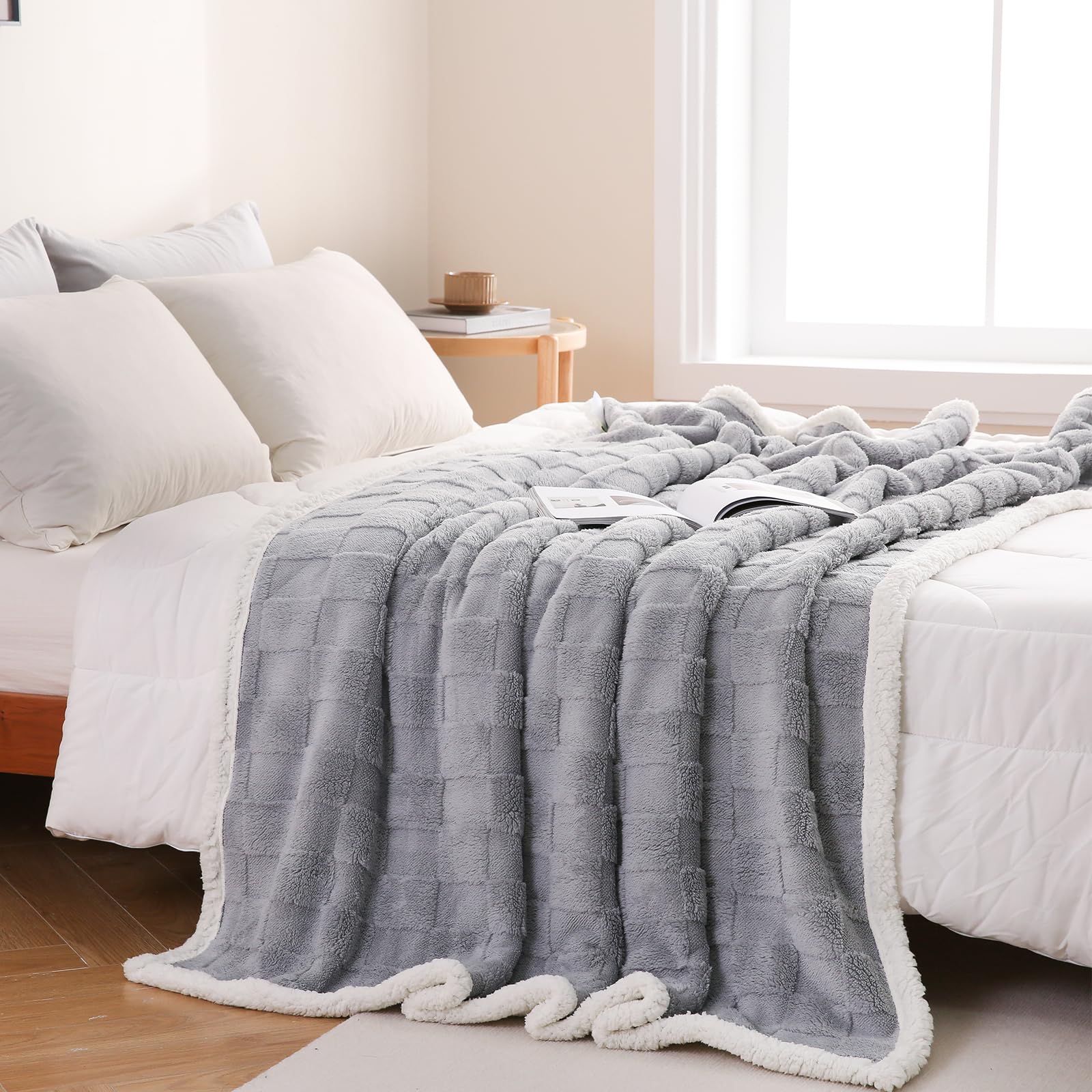 Gracelife Sherpa Blanket Throw Fleece Blanket Double - Image 2
