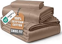 Vista 48 de Sábanas 100% de Algodón Egipcio Tamaño Queen - Naturalmente Refrescantes y Transpirables, Juego de Sábanas Queen de 4 Piezas con Tejido de Satén