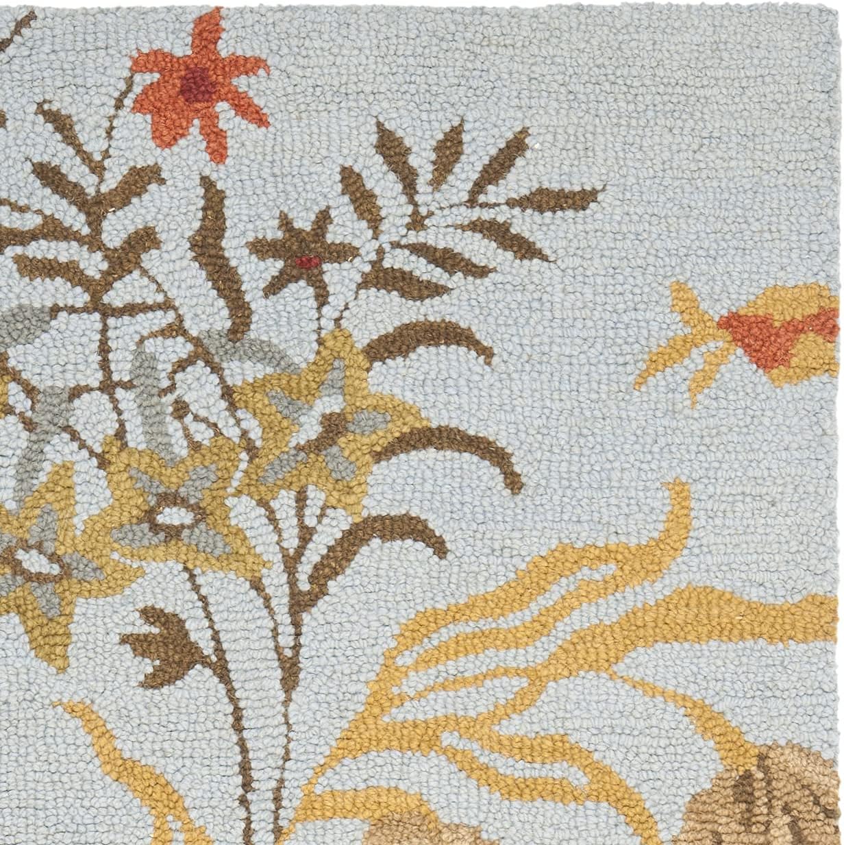 SAFAVIEH Blossom Collection 2'3" x 8' Blue/Multi BLM919B Handmade Floral Premium Wool Runner Rug