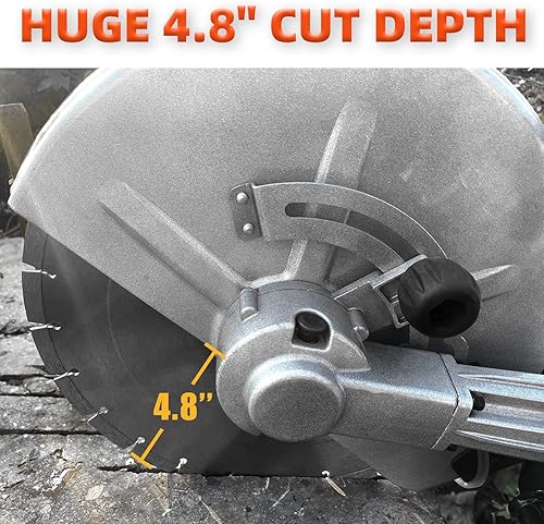 Miniatura 4 de JACKCHEN Sierra de hormigón de 14 pulgadas, sierra de corte eléctrica de 3000 W, profundidad de corte de 110 V 4.8 pulgadas y amoladora eléctrica