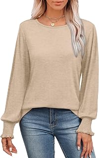 Womens Tunic Tops Long Ruffle Sleeve Shirts for Women Casual Loose Blouses Fashion 2024