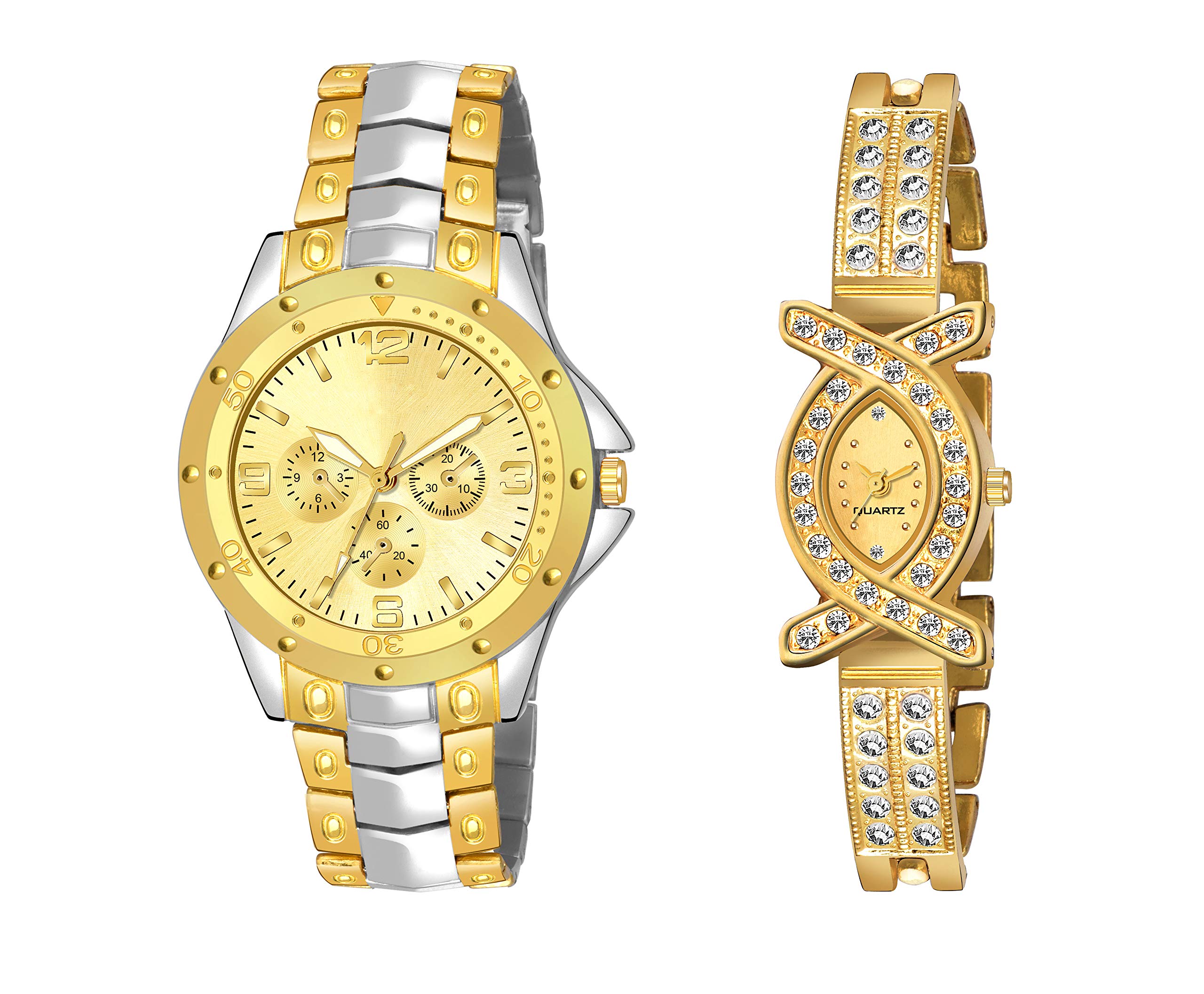 Niyati Nx Gold dial Silver&Gold Strap Stainless Steel Analog Watch for Couple (B08R8YWFWB) Amazon Price History, Amazon Price Tracker