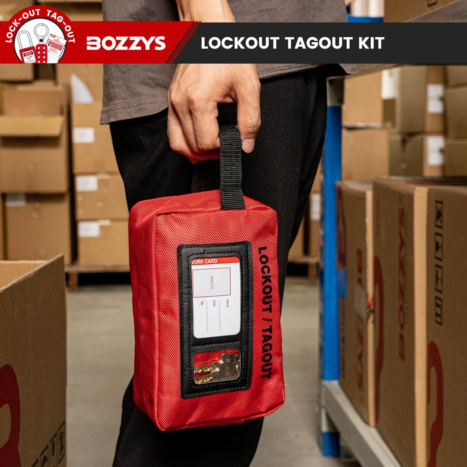 Lockout-Tagout-Set, Loto Schlösser für Unterbrecher, Aussperr-Tagout-Kits, elektrisch, OSHA-konform (BD-ZTI KIT3-27er-Pack)