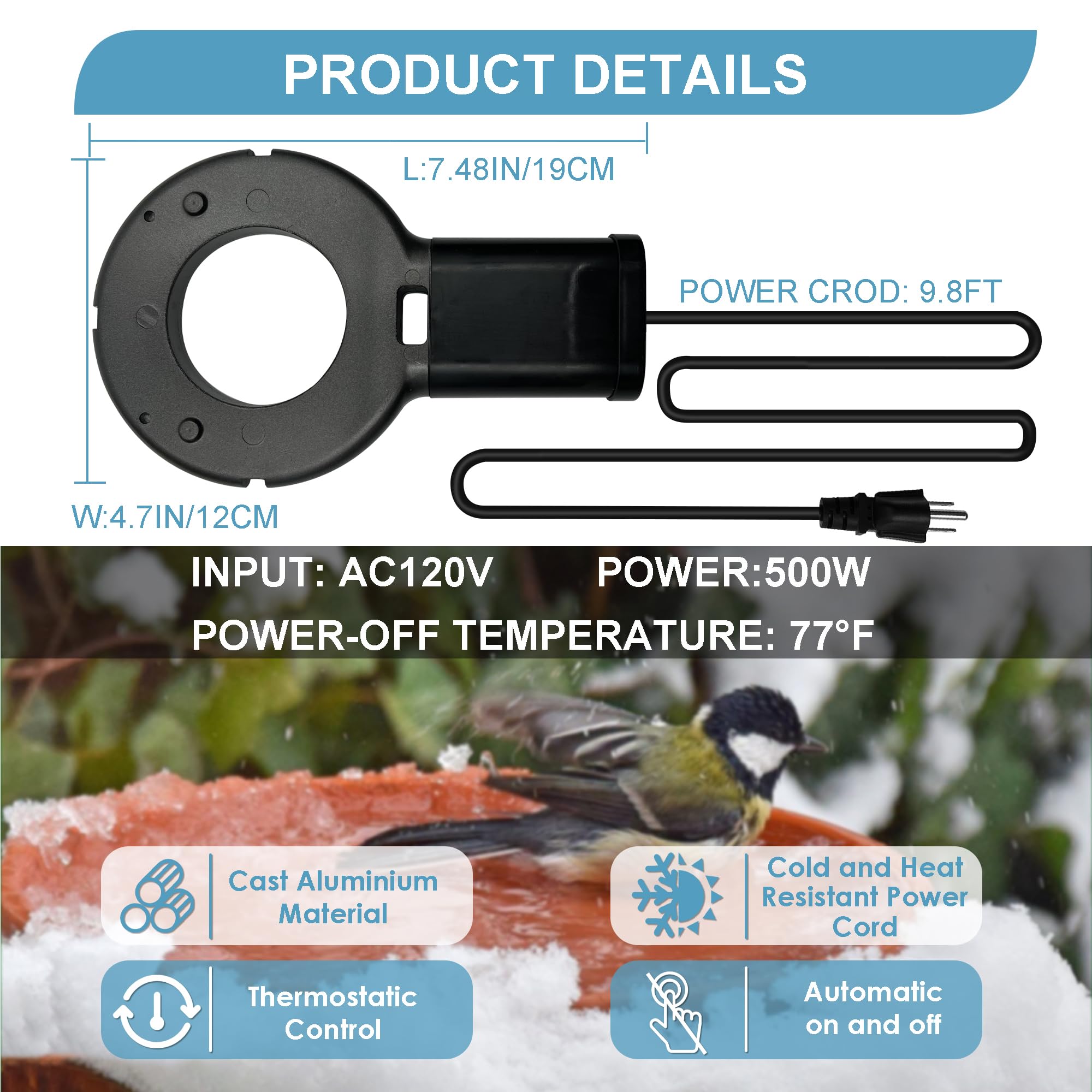Tiflev 500W Utility DeIcer Submergible Cast Aluminum