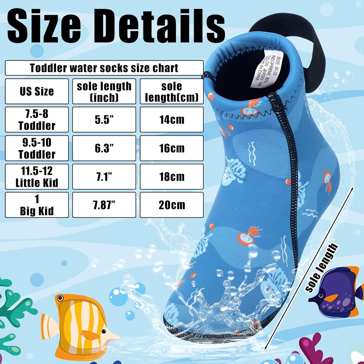 Kids Water Socks 3mm Neoprene Socks for Kids Warm in Cold Water Swim Boots Toddlers Diving Boots Anti-Slip Wetsuit Sand Shoes for Beach Volleyball - Image 3