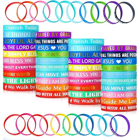 Bible Verse Silicone Bracelets Set of 6 Wristbands for Faith and Motivation