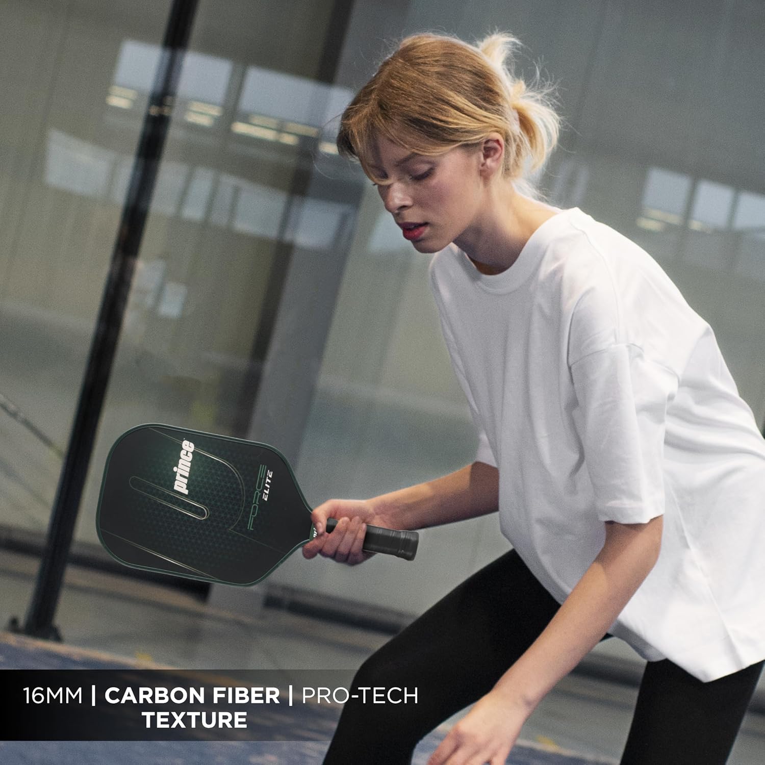 Prince - Force Elite Elongated Pickleball Paddle, Lightweight High-Performance Paddle with Textured Surface for Power, Control, and Precision, Green