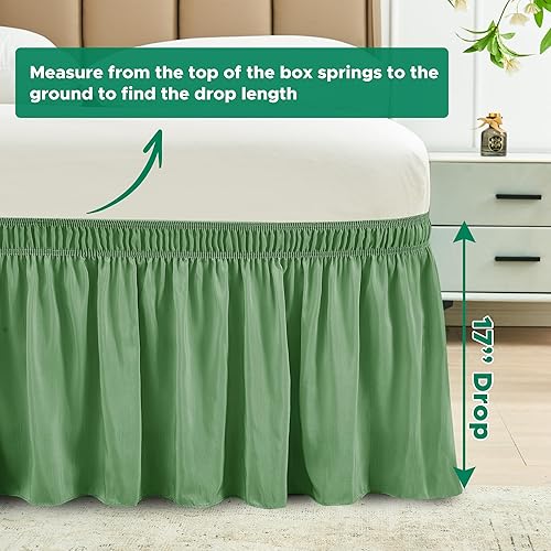 Vista 252 de Biscaynebay - Faldón envolvente matrimonial y matrimonial XL de 15 pulgadas, con volantes, elástico, ajustable, gris plateado, resistente a las Gris