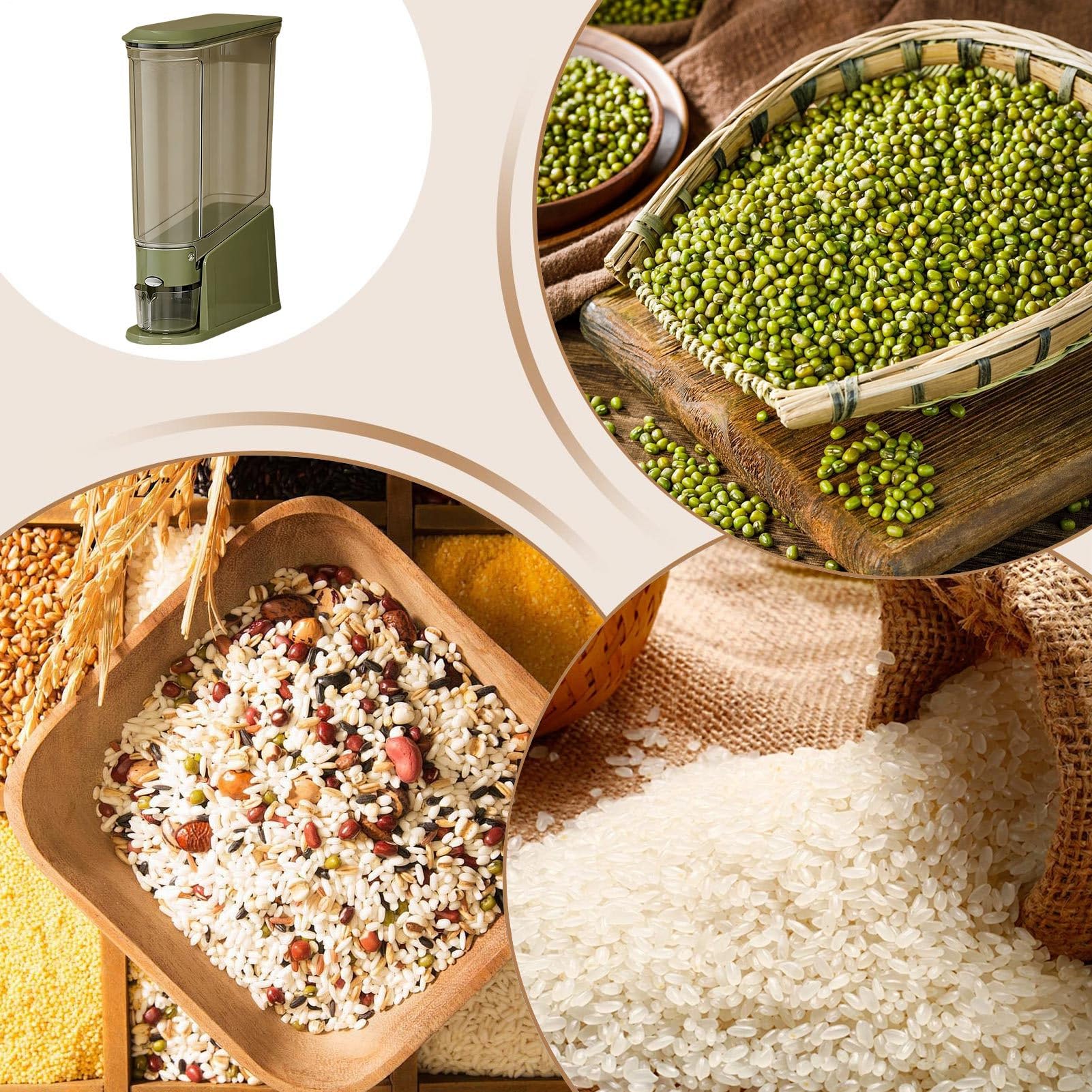 Contenitori Riso di Controllo Porzioni ad Alta Capacità | Scatola Organizzatrice Ermetica Alimenti per Alimenti Secchi Farina Snack Dispensa Cucina Casa Dormitorio