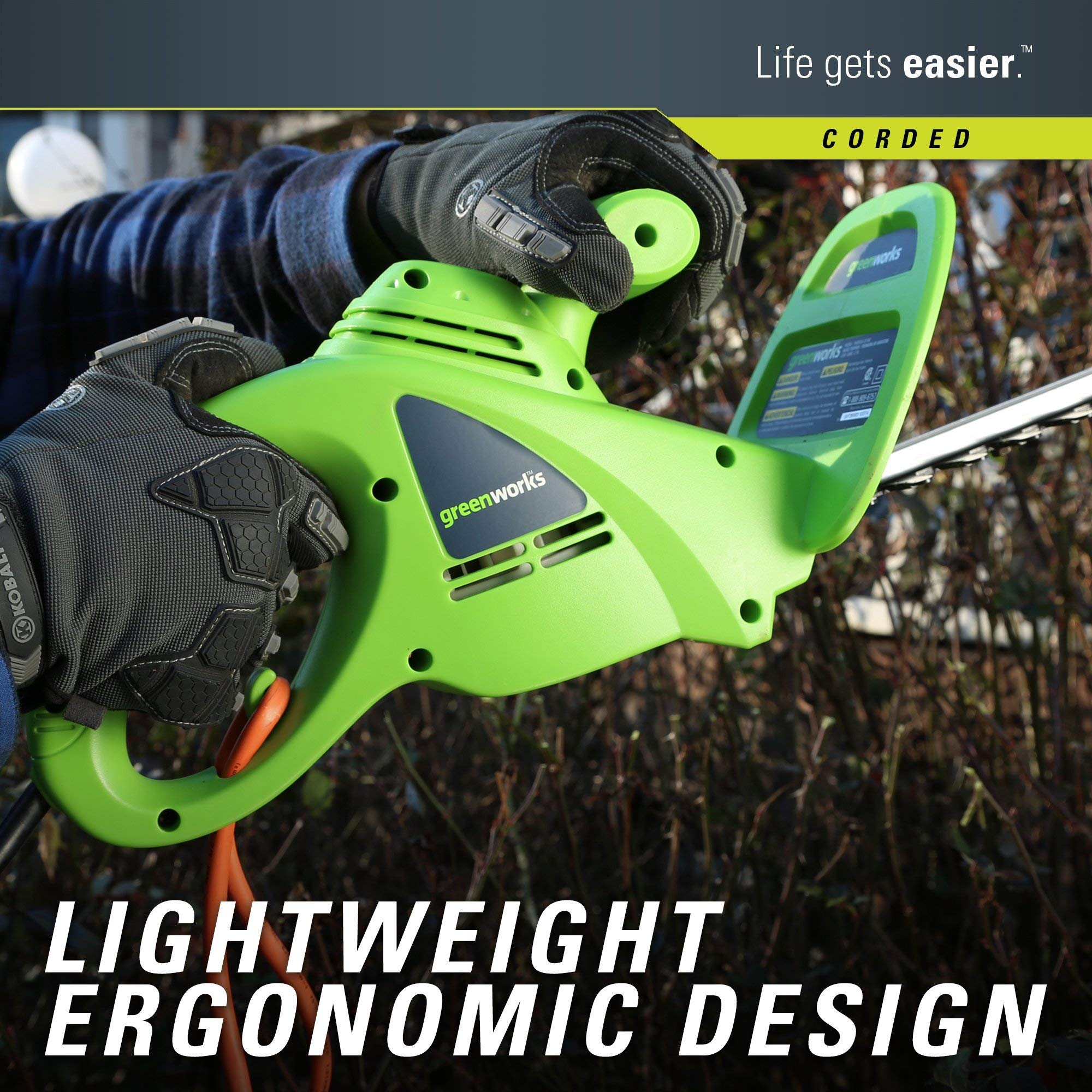 Amazon.com : Greenworks 18-Inch 2.7 Amp Corded Hedge Trimmer 22102