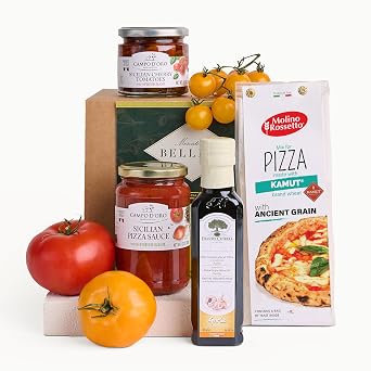 Mercato di Bellina Pizza Kit Gift Basket, Italian Cooking Set with Sauce