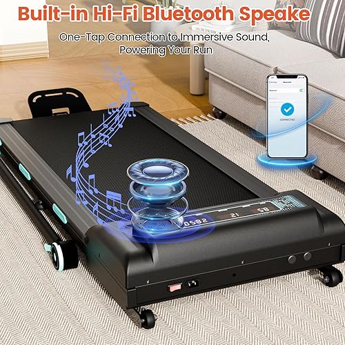 Miniatura 3 de Cinta de correr con 12% de inclinación automática de 11 niveles, almohadilla para caminar con barra de mango, capacidad de 450 libras, cintas de