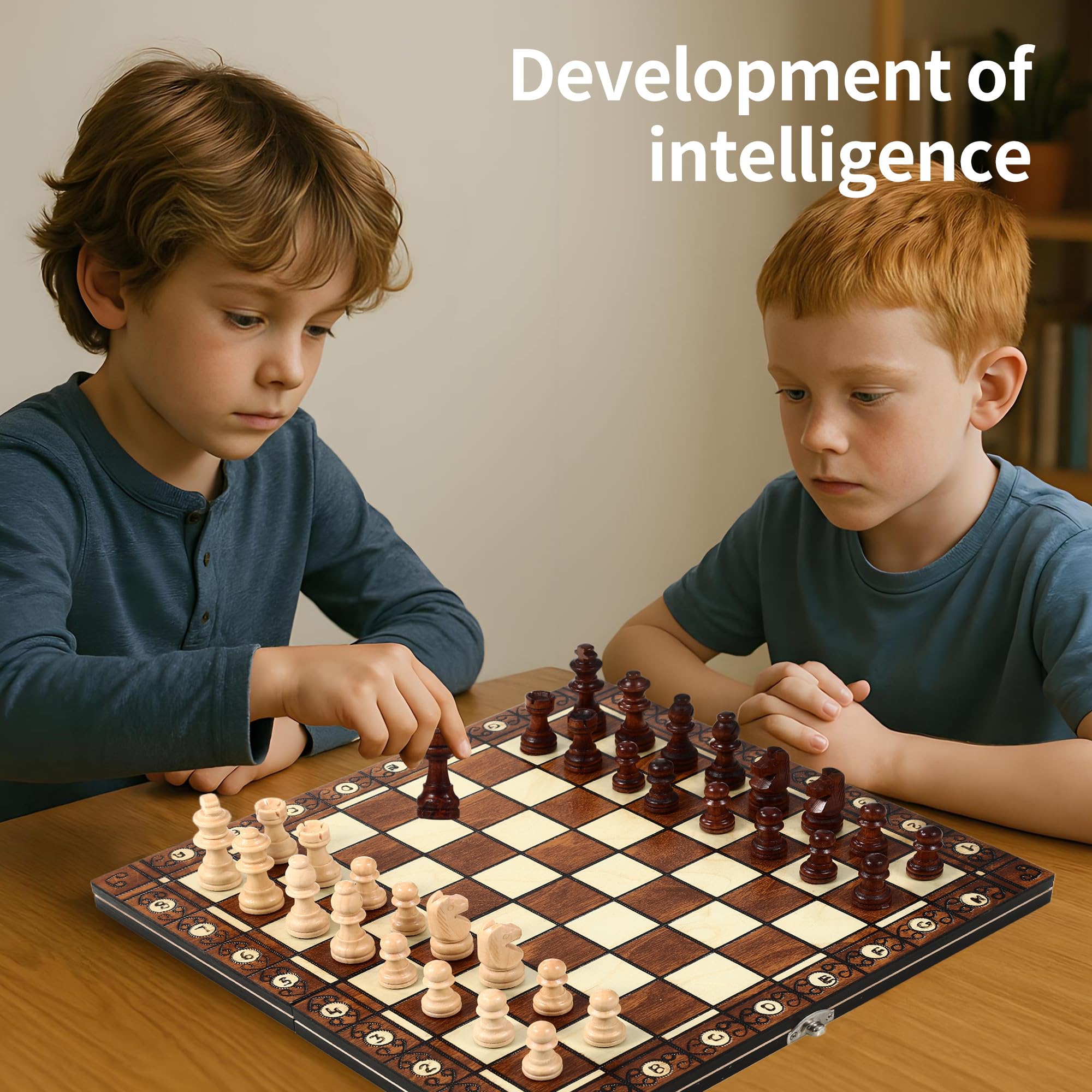 Jeu d'échecs magnétique, échiquier en Bois 3 en 1, Jeu d echec 29 x 29 cm, Jeu echec Pliable, Jeux d'echec pour Enfants, idéal pour Les fêtes, Les activités familiales, idéal pour Les Voyages