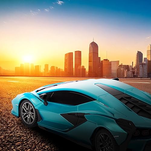Miniatura 7 de Escala 124 con licencia oficial RC Lamborghini Sián FKP 37, Blue Lambo Sport Racing Hobby Toy Car Modelo de vehículo para niños niñas y adultos