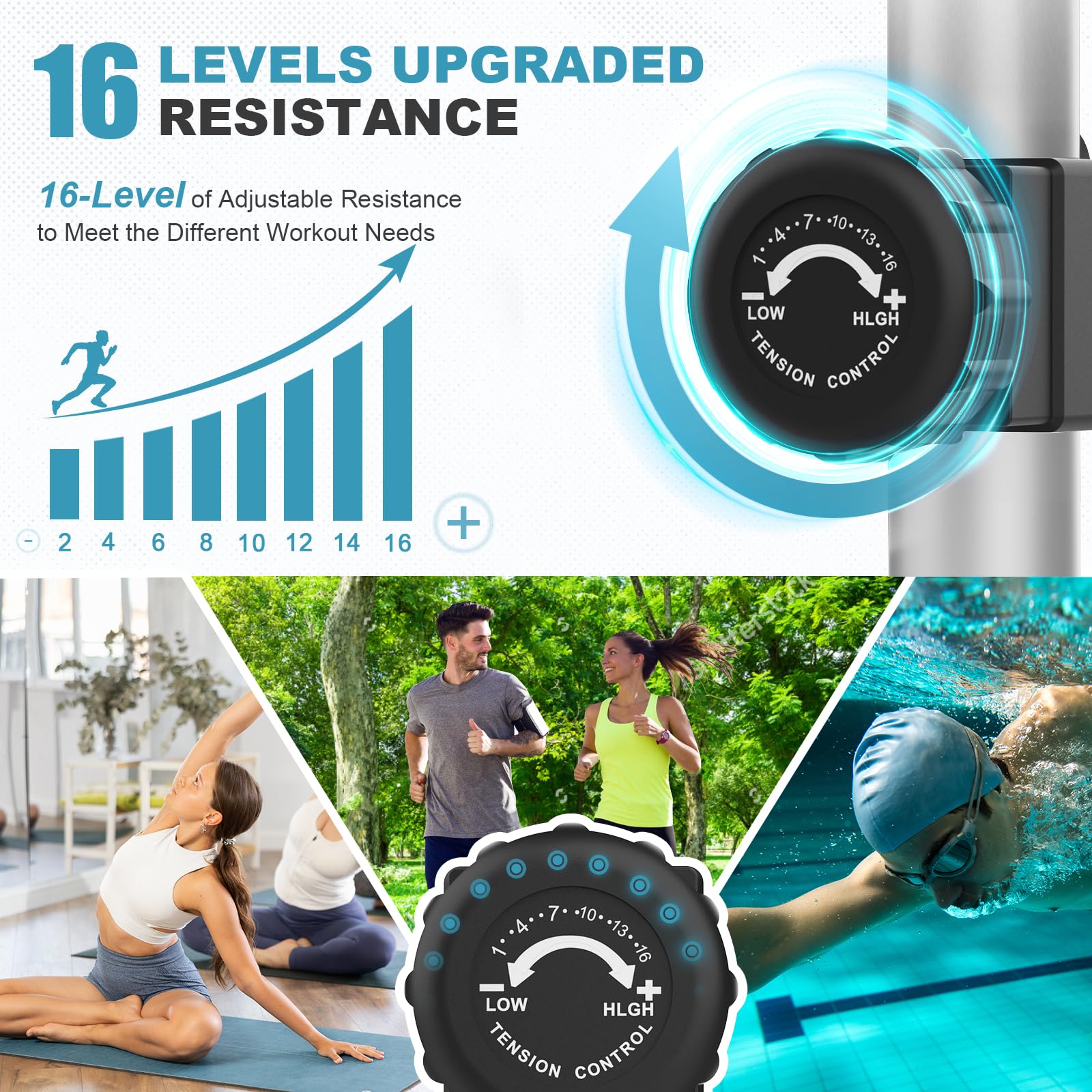 Bicicleta Elíptica,3 en 1 Máquina Elíptica para Casa con 16 Niveles de Resistencia,Monitor LCD, Soporte para Dispositivos,Pedal Antideslizante, Ejercicio Peso máximo 287LBS