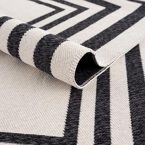 Miniatura 5 de Keen Home Design Alfombras de área  Alfombra bohemia reversible de 3 x 5 y lavable a máquina, 100% algodón, alfombra de dos caras para sala de