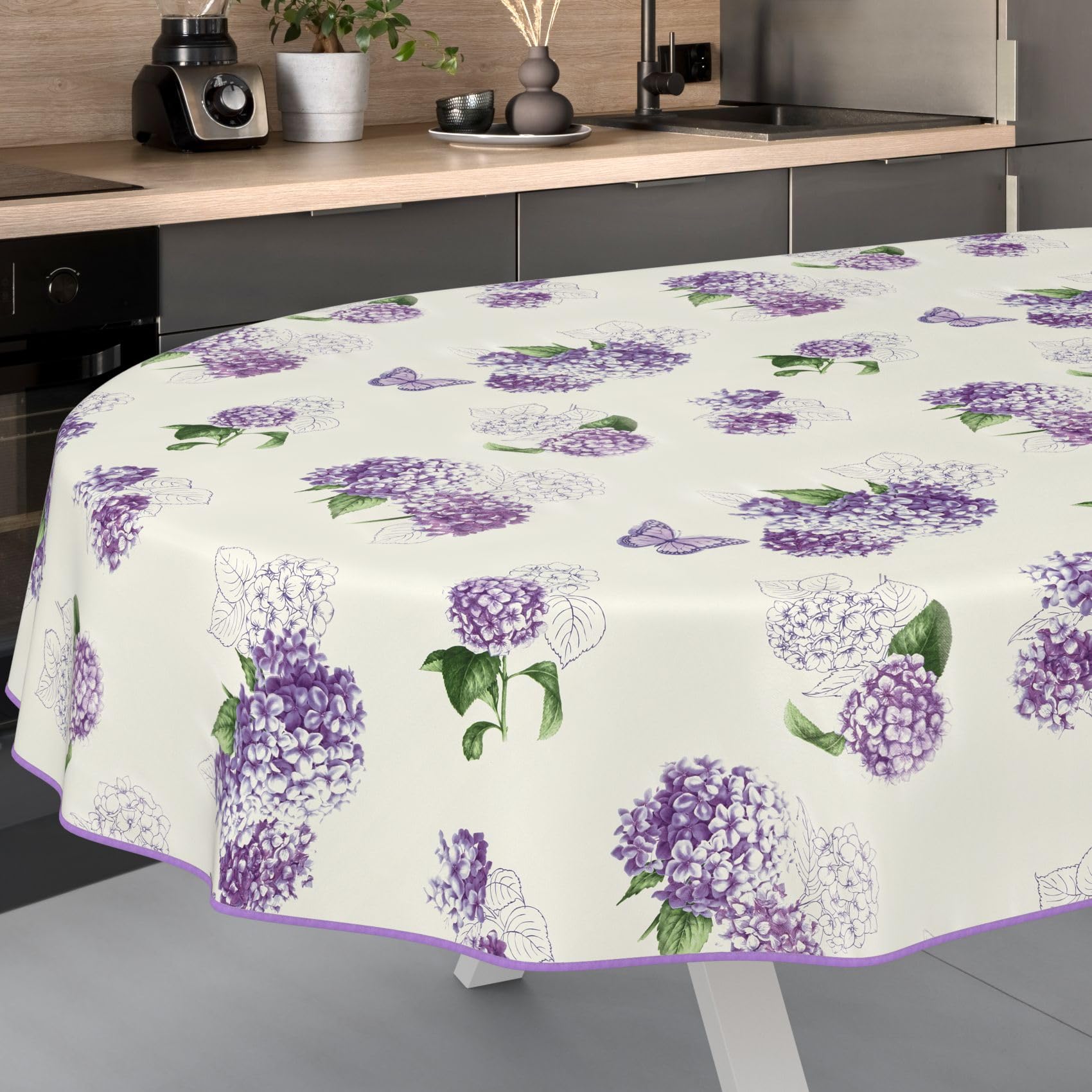 ANRO Tovaglia cerata lavabile 260 x 140 cm fiori lilla