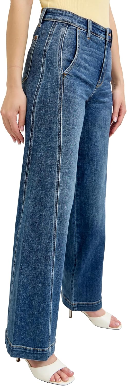 Judy Blue Womens Jeans - High Waisted Trouser Wide Leg